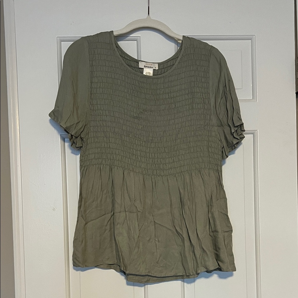 URBAN Romantics Sage Green Smocked Blouse